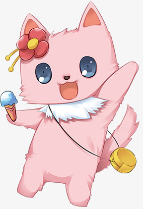 粉色卡通可爱拿冰淇淋的小狐狸