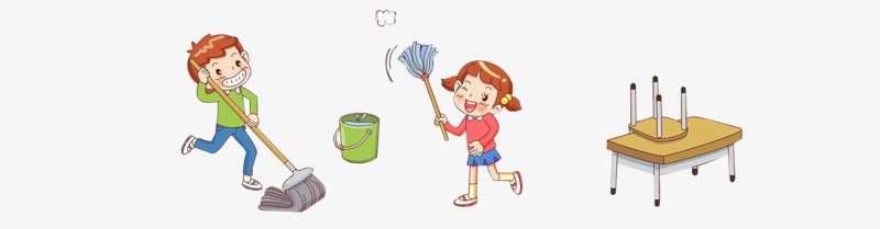 卡通人物 教室 打扫卫生
