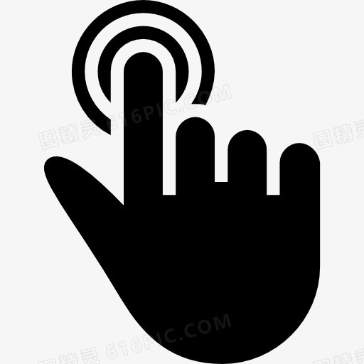 一个手指触摸的固体黑色手象征图标