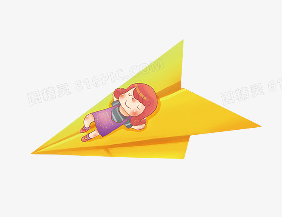躺在纸飞机上的女孩