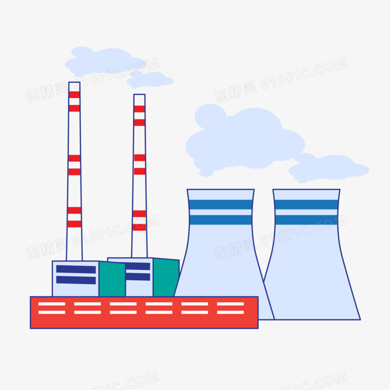 卡通煤电厂矢量素材