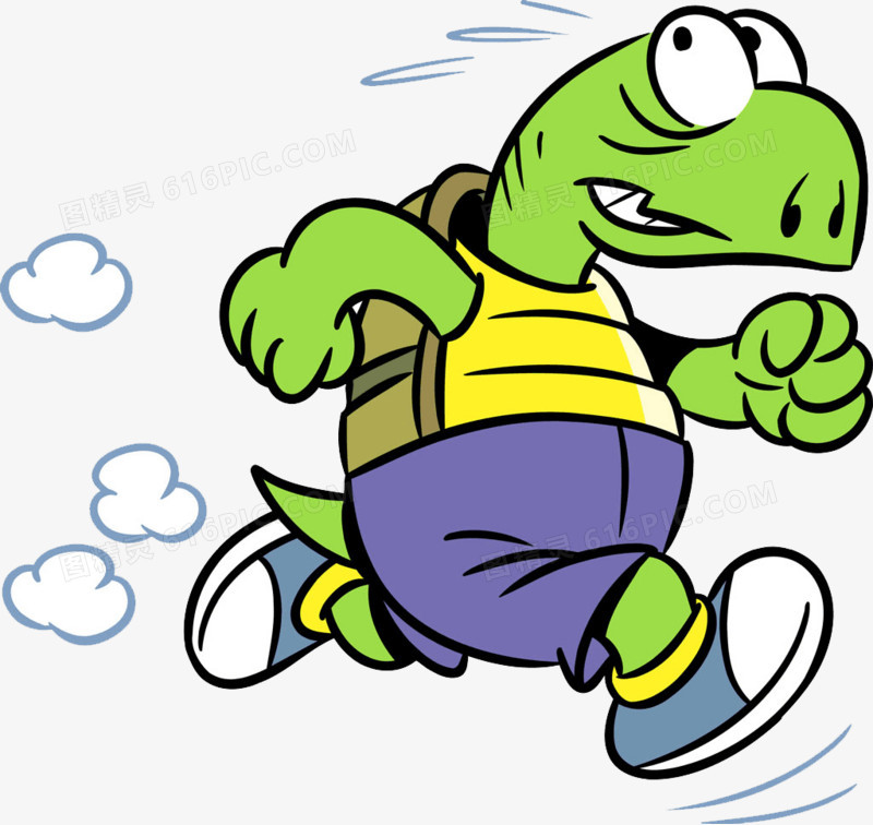 卡通手绘跑步的卡通乌龟