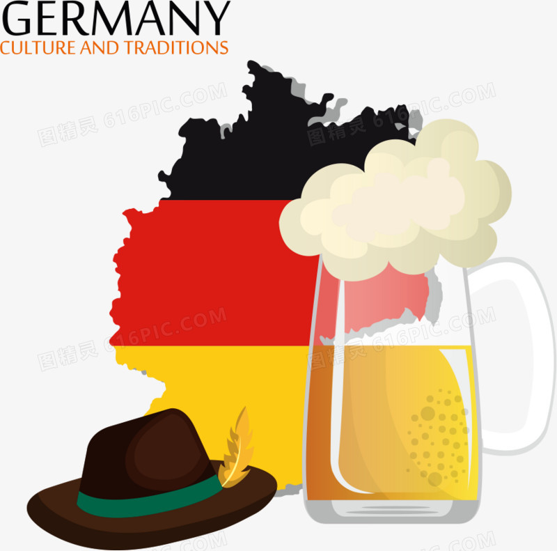 矢量德国地图和啤酒