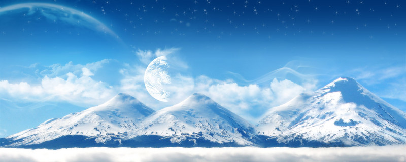 雪山月亮海报背景