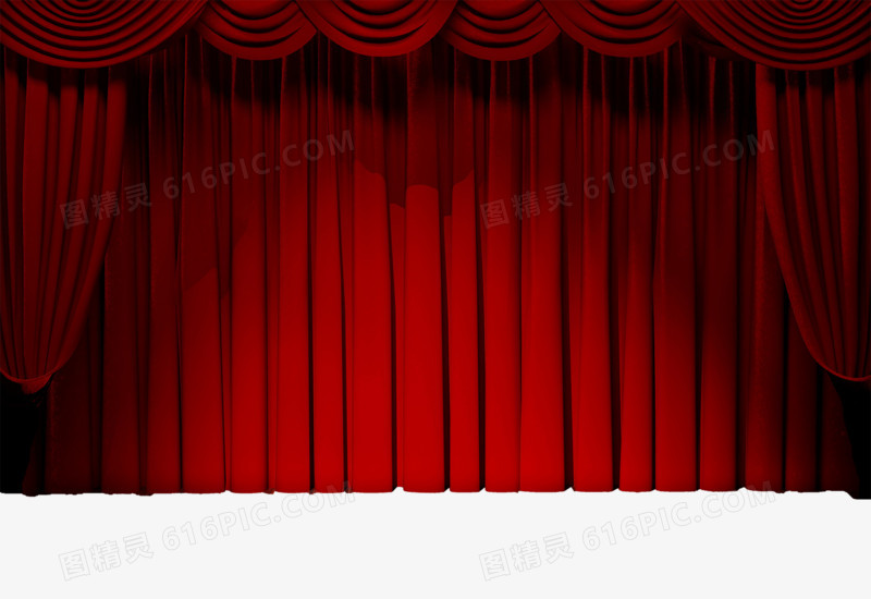 整片的完好的舞台红布背景