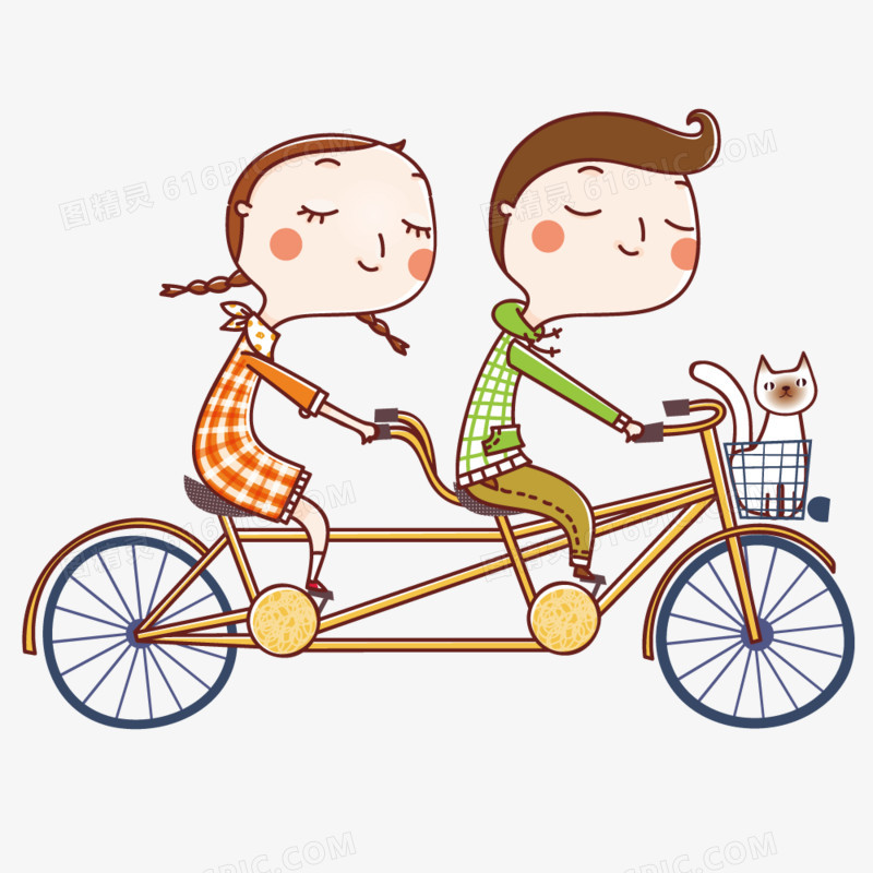 不可商用i分享者:泡沫￠消失情侣卡通骑自行车手绘情侣骑自行车卡通