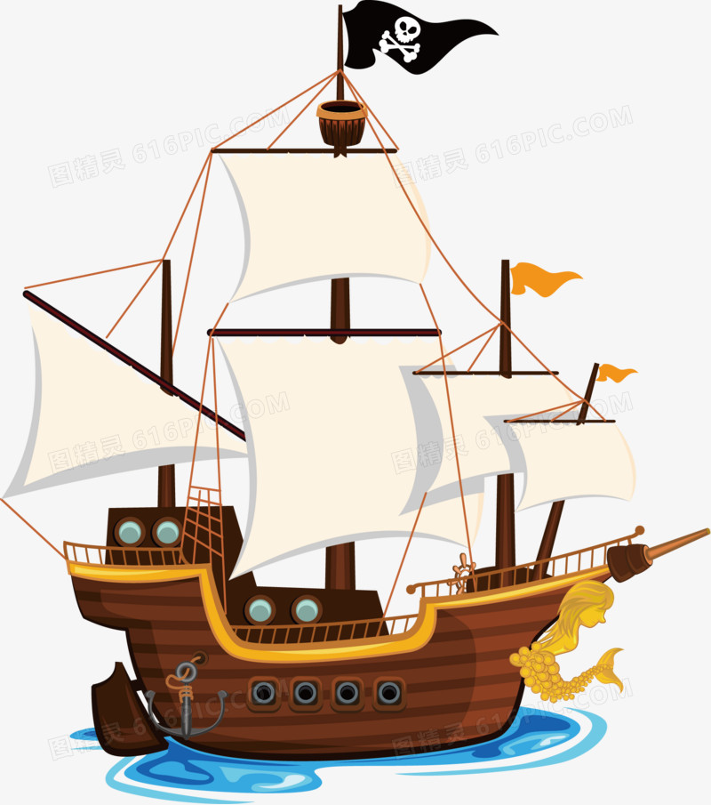 矢量手绘海盗船