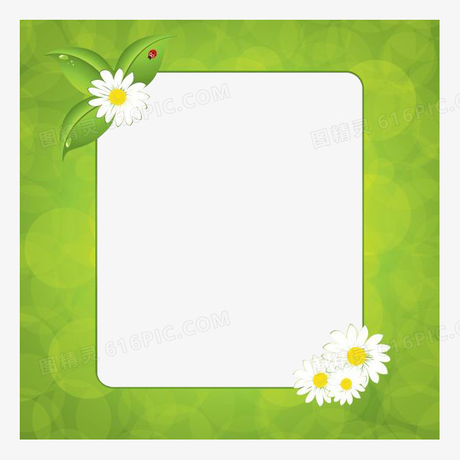 绿色花卉文本框矢量素材
