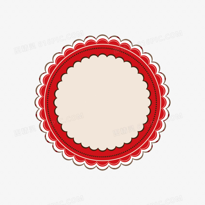红色水玉点花边圆形背景矢量素材