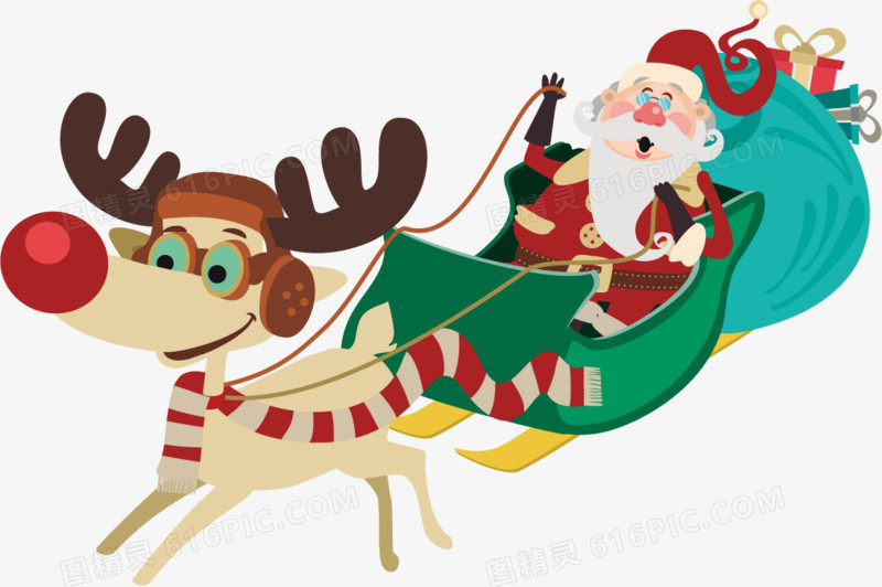 矢量麋鹿和圣诞老人