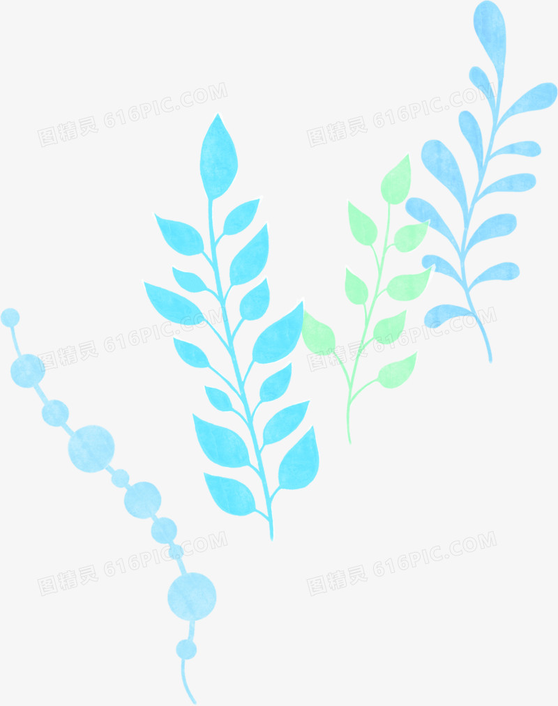创意合成扁平风格蓝色的植物