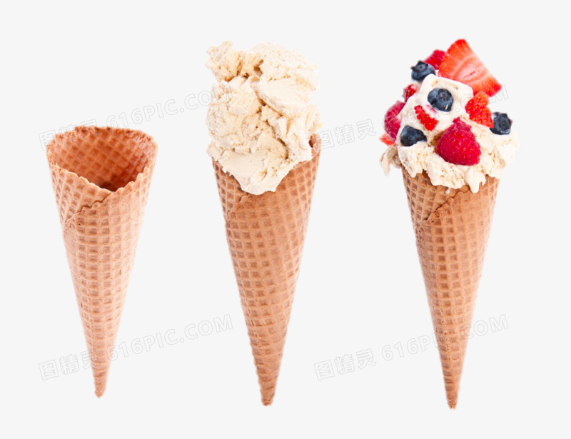 三个冰淇淋甜筒