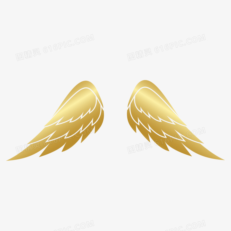手绘金色翅膀装饰素材