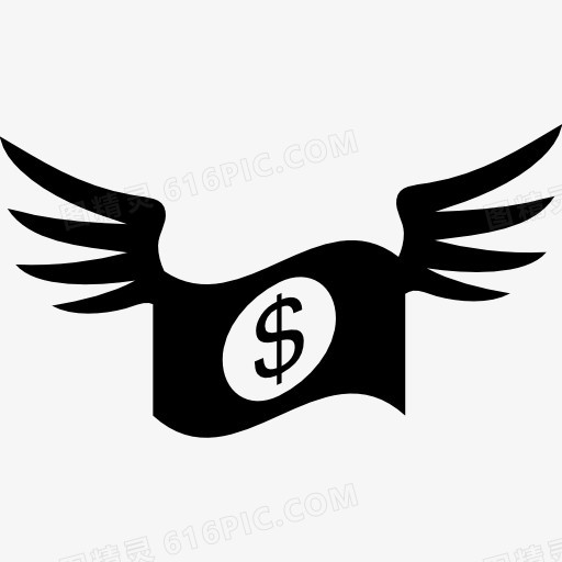 美元钞票的翅膀图标