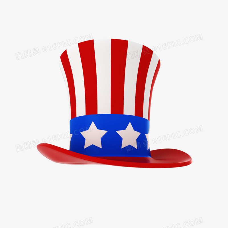 手绘创意合成美国国旗帽子