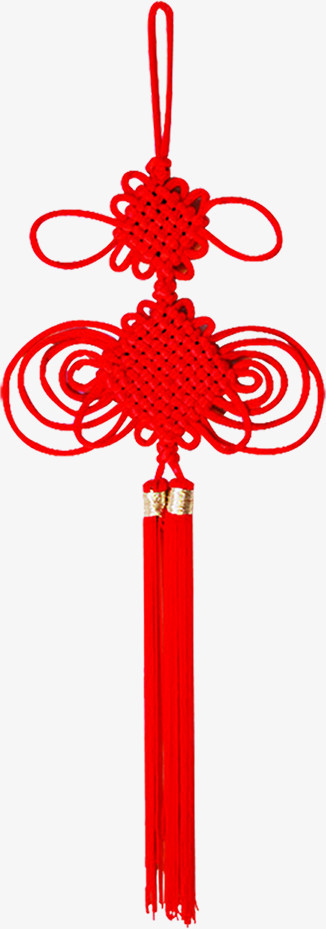 手绘红色中式编织中国结装饰