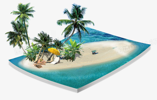 夏天立体海岛艺术装饰图案