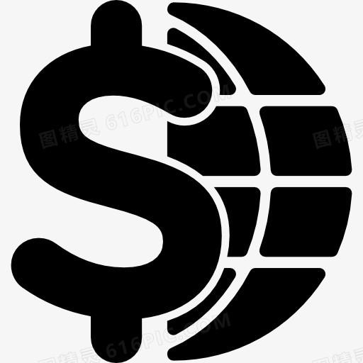 世界网格与美元符号图标