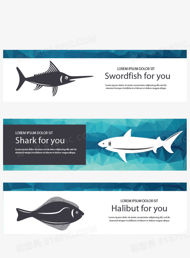 海洋鱼类banner矢量图素材