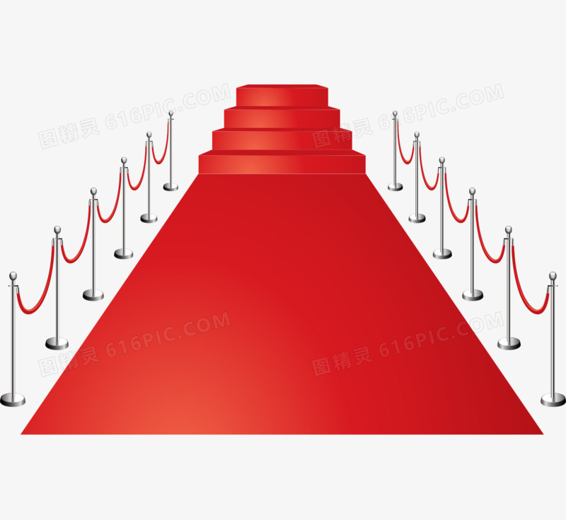 矢量红色红毯围栏台阶