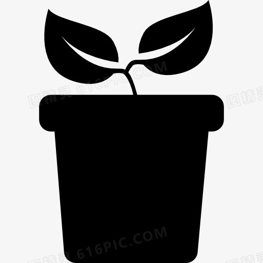 植物与两叶在锅侧视图图标