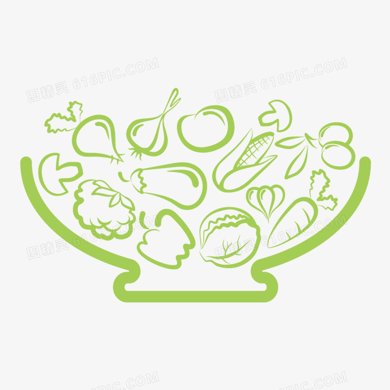 矢量手绘蔬菜和碗