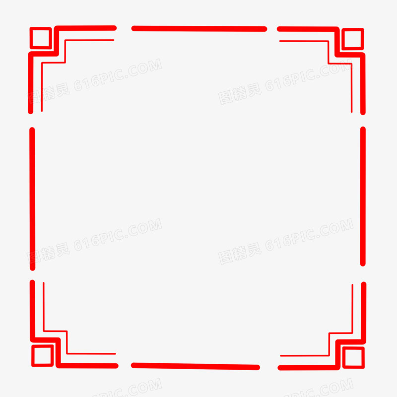 手绘中式复古红色边框素材