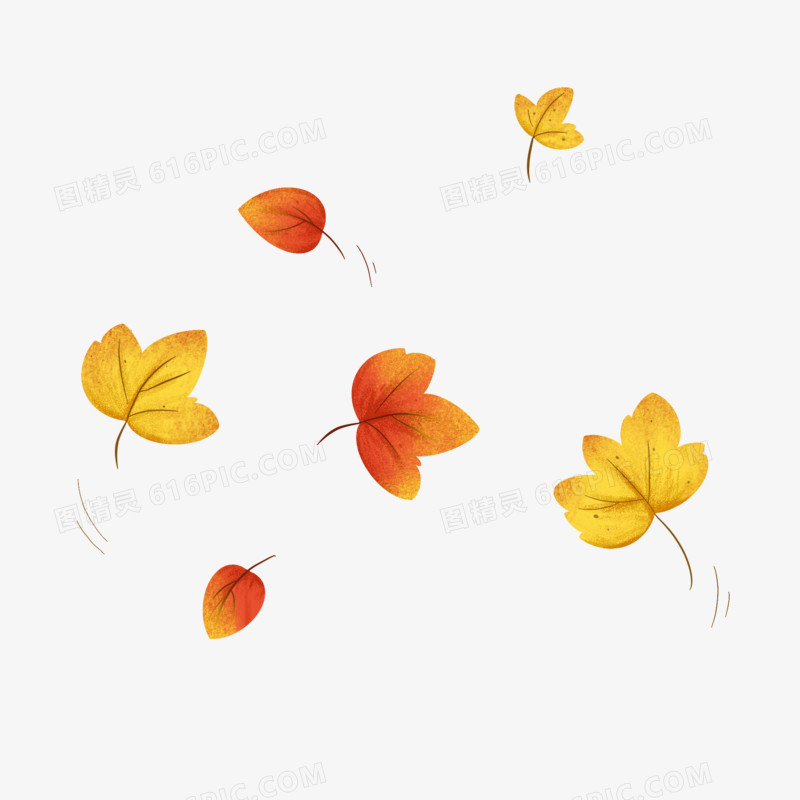 卡通秋天的梧桐漂浮树叶素材