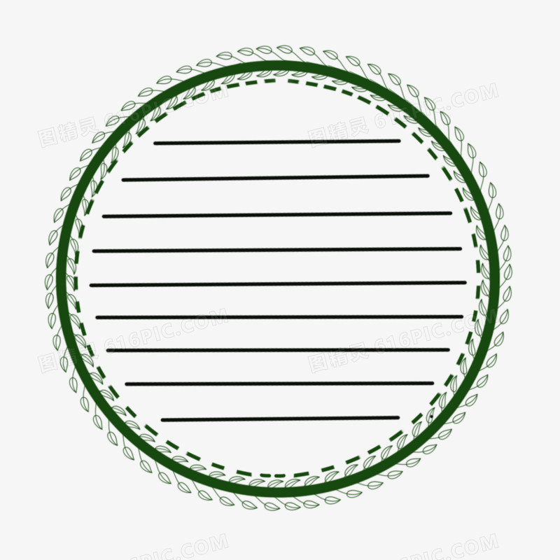 绿色圆形边框免抠元素