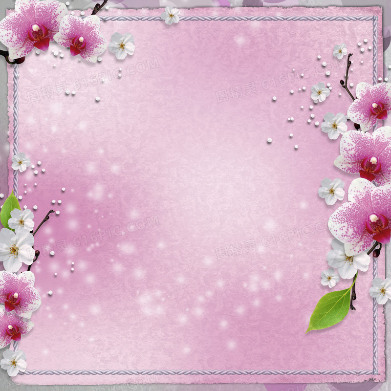粉红花朵边框背景