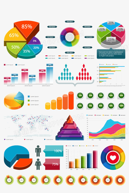 矢量元素图标图饼数据分析图