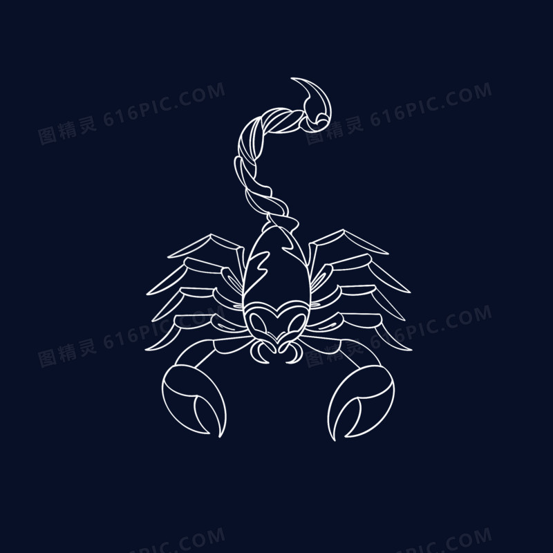 手绘线稿蝎子免抠装饰素材