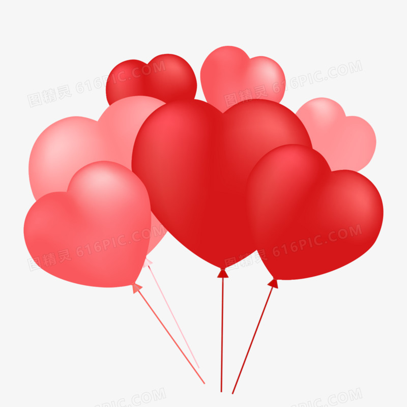 手绘红色爱心气球素材