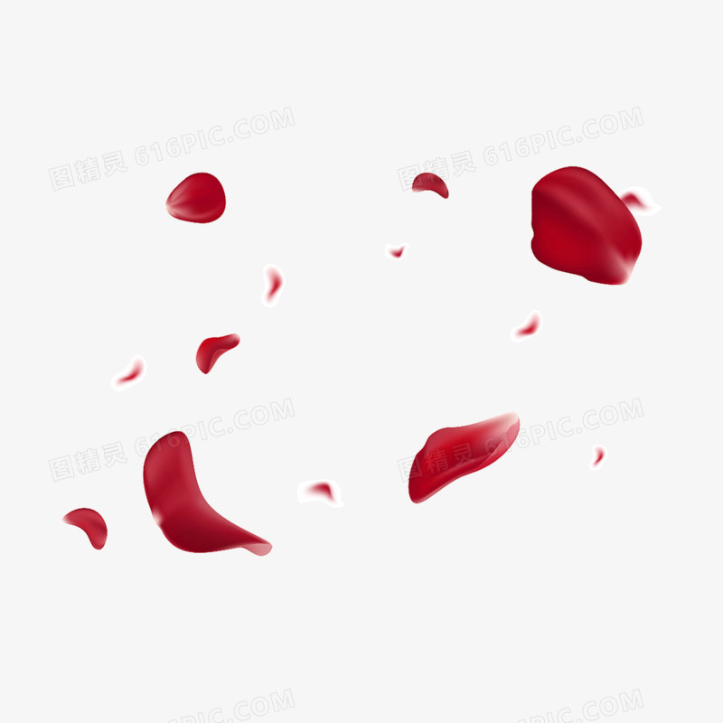 红色玫瑰花瓣漂浮素材