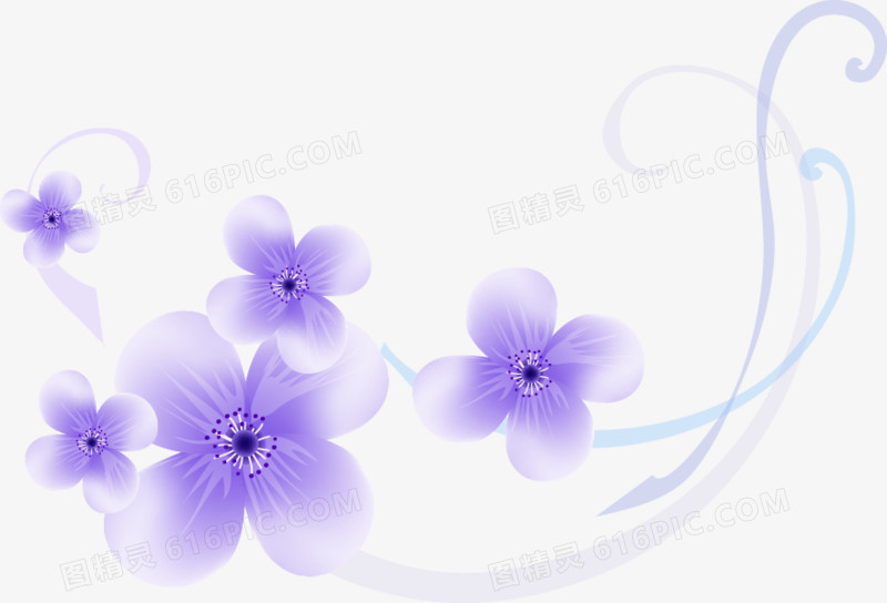 卡通手绘紫色唯美花