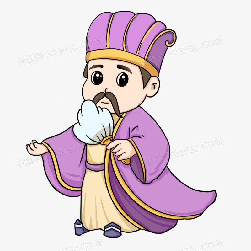 手绘卡通Q版诸葛亮素材