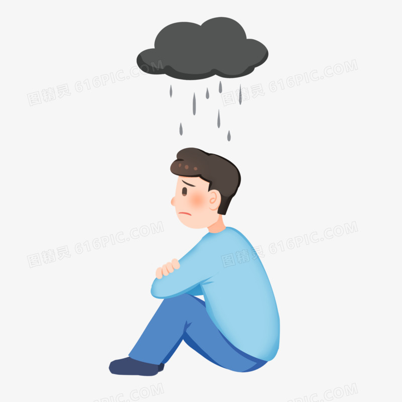 手绘卡通情绪低迷免抠素材