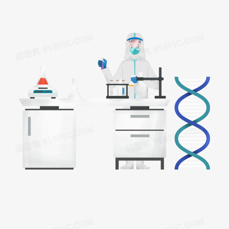 手绘卡通科研人员素材