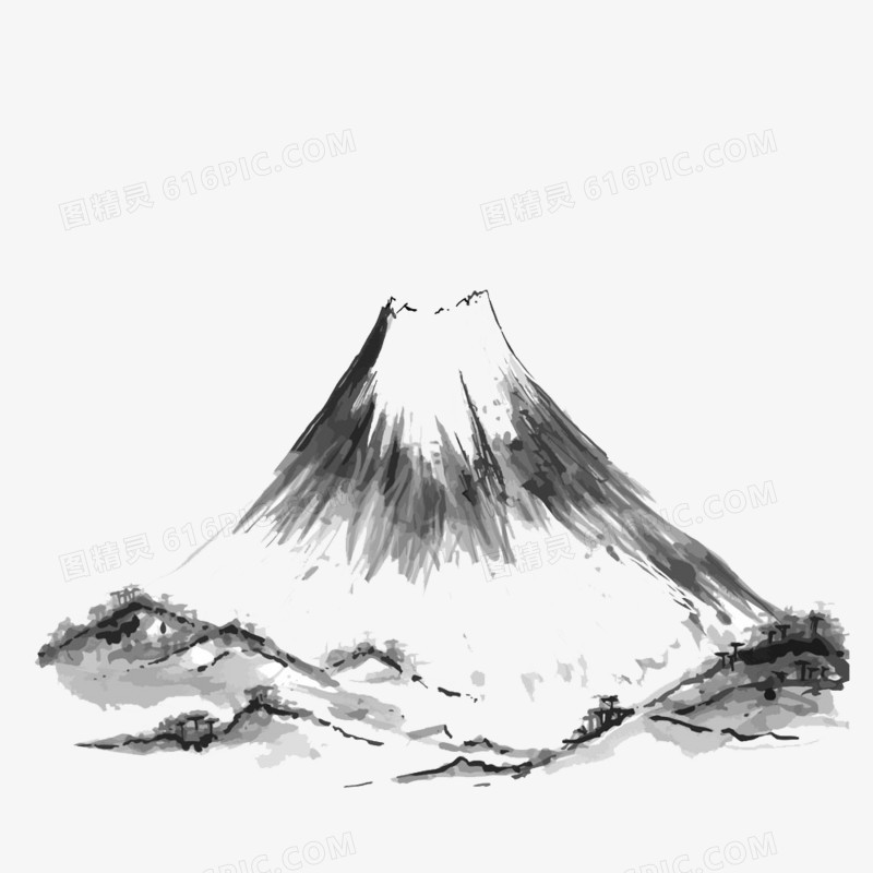 山峰水墨画