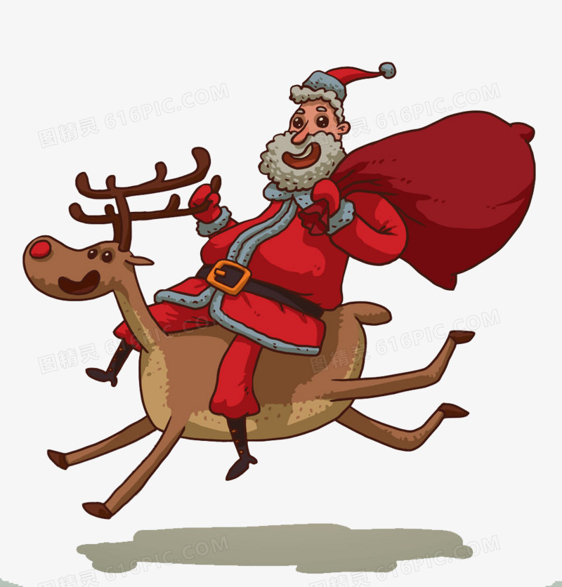 骑着麋鹿的圣诞老人