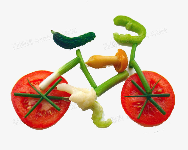 关键词:创意果蔬造型设计创意水果西红柿辣椒葱自行车创意图精灵为您