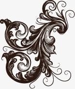 黑色素描螺旋徽章欧式花纹