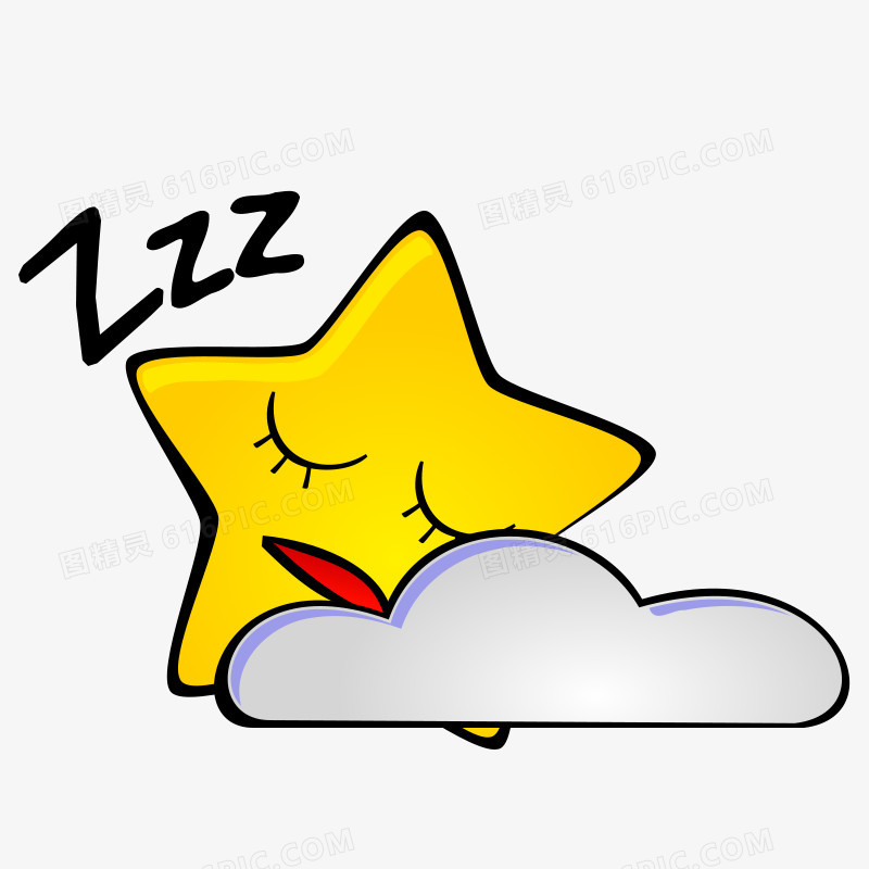 黄色的睡觉的卡通星星