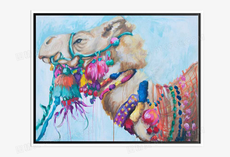 中堂画素材手绘挂画素材 骆驼装