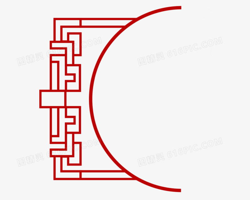 中国风半圆环红色边框素材