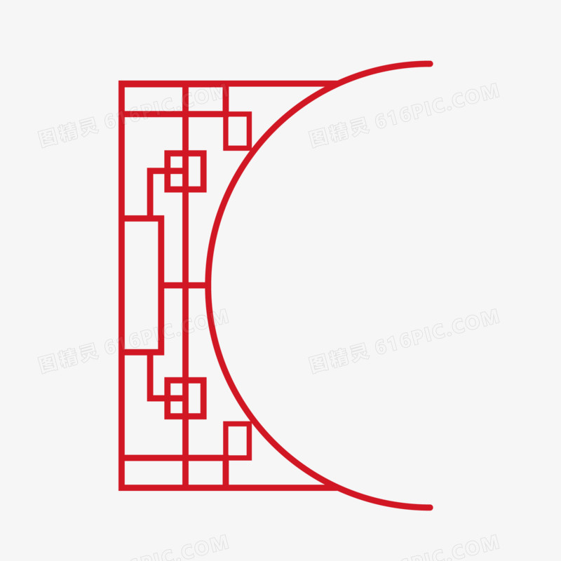 中式半圆环边框装饰素材