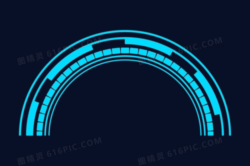 蓝色科技感半圆环装饰素材