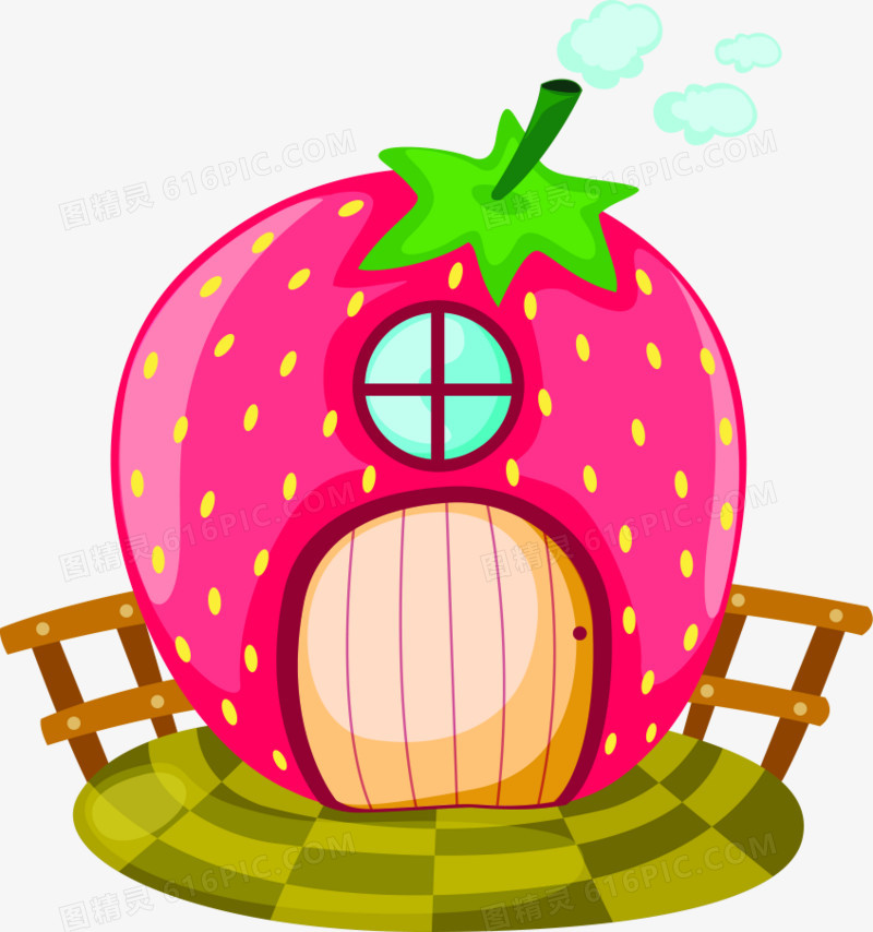 草莓卡通房子六一儿童节元素