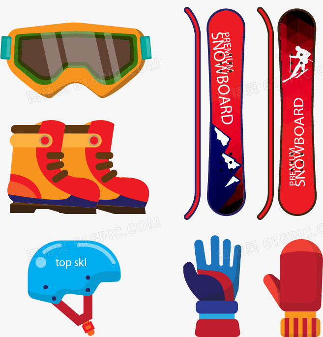 彩色滑雪装备