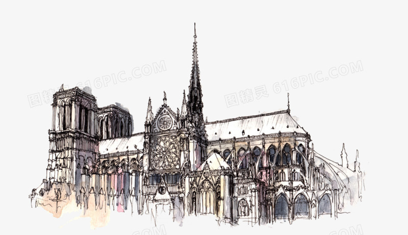 手绘巴黎圣母院